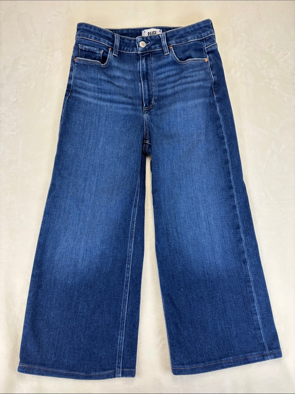 PAIGE Anessa High Rise Cropped Wide Leg Denim Jeans Size 29